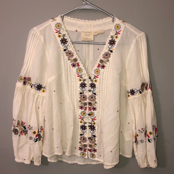 Anthropologie Tops - Anthropologie embroidered Top